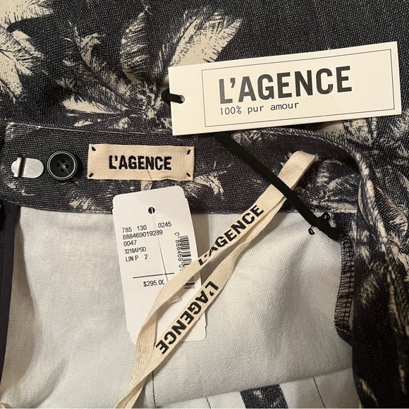 L'AGENCE Pencil Skirt Size 2 Blue NWT Palm-Tree Print Pockets Denim Straight - Picture 11 of 13
